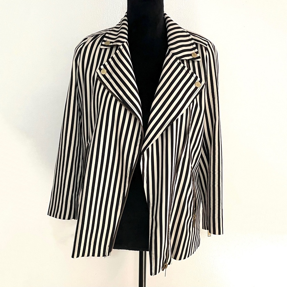 Black and Off White Stripe ZARA TRF Blazer XS